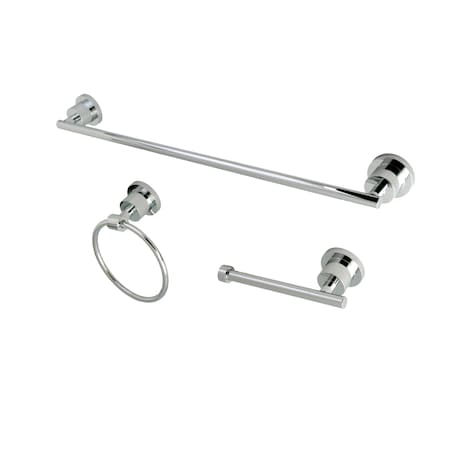 Kingston Brass 3-Piece Bathroom Accessories Set, Chrome BAK821148C